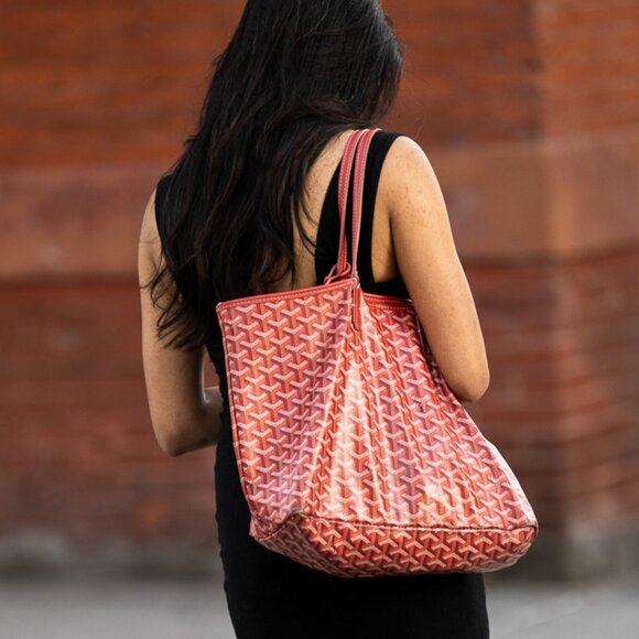 RARE Authentic Goyard Goyardine Saint Louis PM Red Shoulder Tote Bag & Pouch - Picture 2 of 16